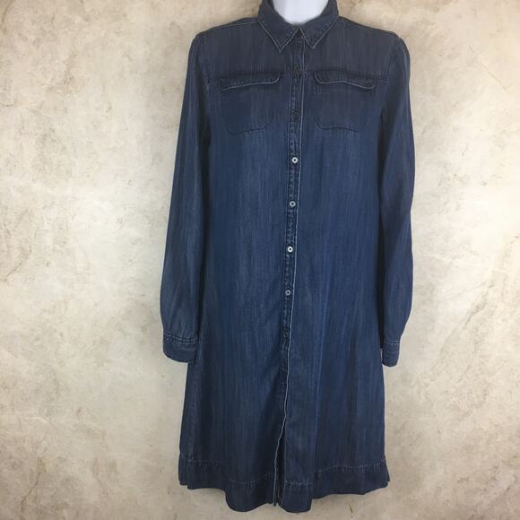 Anne Taylor LOFT Blue Chambray Button-Up Shirt Dress Women's Size  XS - Picture 1 of 16